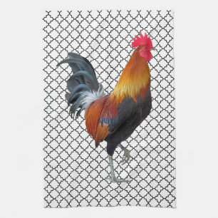 Colourful Strutting Rooster Kitchen Towel