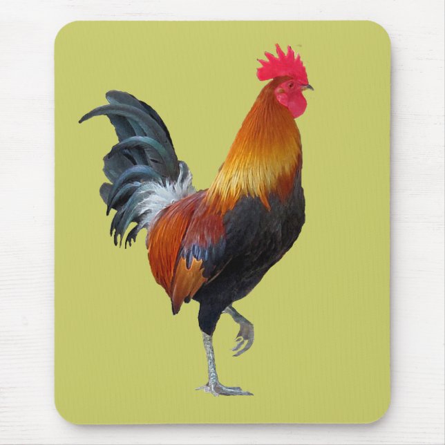 Colourful, Strutting Rooster Mousepad (Front)