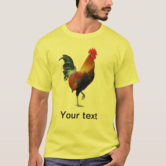 Colourful Strutting Rooster T-Shirt (Front)