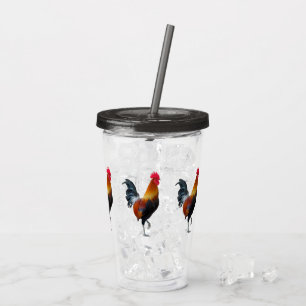 Colourful Strutting Roosters Acrylic Tumblers