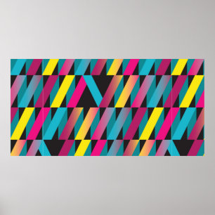 Colourful stylish abstract ribbon geometric patter poster