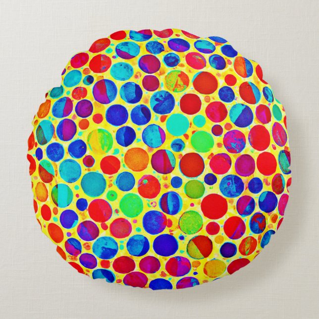 Colourful Stylish and Chic Pattern Round Cushion (Front)