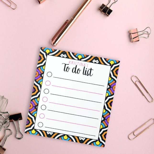 Colourful Stylish Boho Chic To Do List Personalise Notepad (Creator Uploaded)