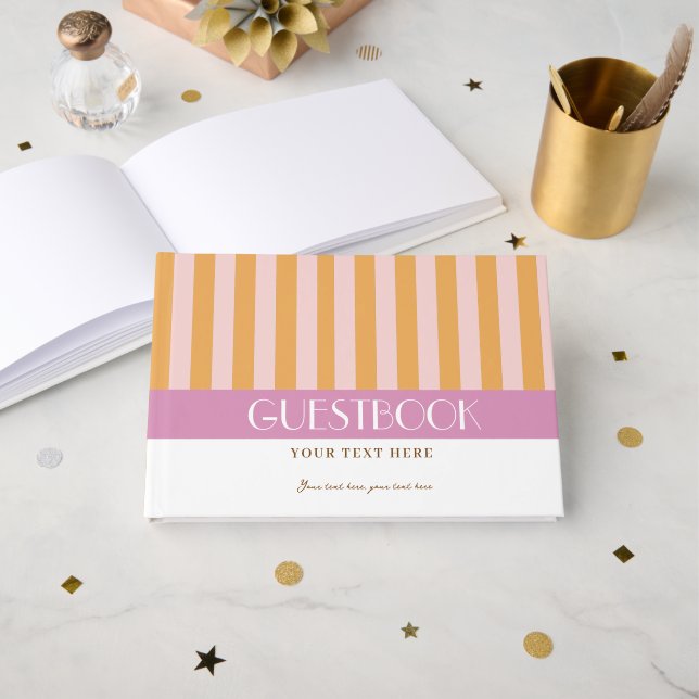 Colourful Stylish Bright Colour Minimalist Stripes Guest Book (Front Open)
