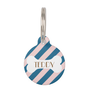 Colourful Stylish Bright Colour Minimalist Stripes Pet Tag