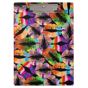 Colourful Stylish Lips Kiss Clipboard
