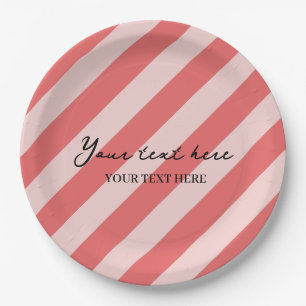 Colourful Stylish Minimalist Pink Stripes Party  Paper Plate