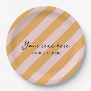 Colourful Stylish Minimalist Yellow Stripes Party  Paper Plate