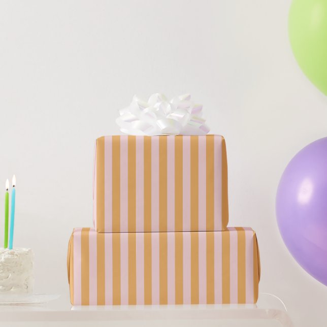 Colourful Stylish Vivid Yellow Minimalist Stripes Wrapping Paper (Party Gifts)