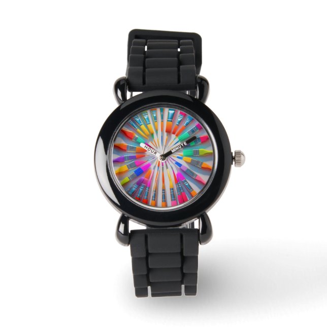 Colourful Stylish Wristwatch with Silicone Strap (Front)