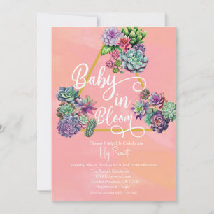 Colourful Succulent Baby in Bloom Baby Shower Invitation