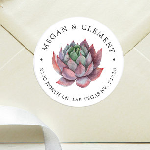 Colourful Succulent   Desert Theme   Return Addres Classic Round Sticker