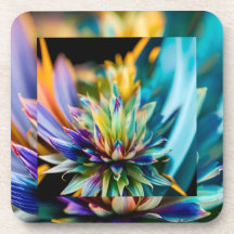 Colourful Succulent Hard plastic coaster Set of 6