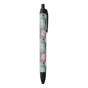Colourful Succulent Pattern Black Ink Pen