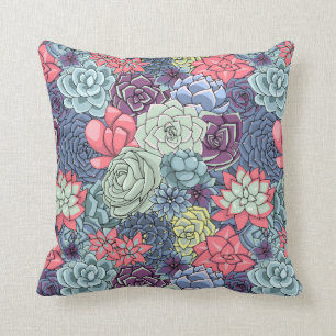 Colourful Succulent Pattern Cushion