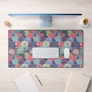 Colourful Succulent Pattern Desk Mat