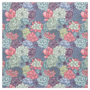 Colourful Succulent Pattern Fabric