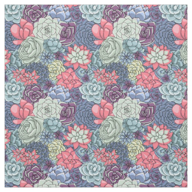 Colourful Succulent Pattern Fabric (Swatch)