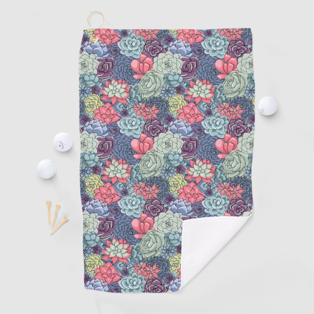 Colourful Succulent Pattern Golf Towel (InSitu)