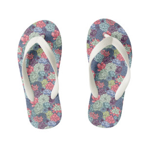 Colourful Succulent Pattern Kid's Flip Flops
