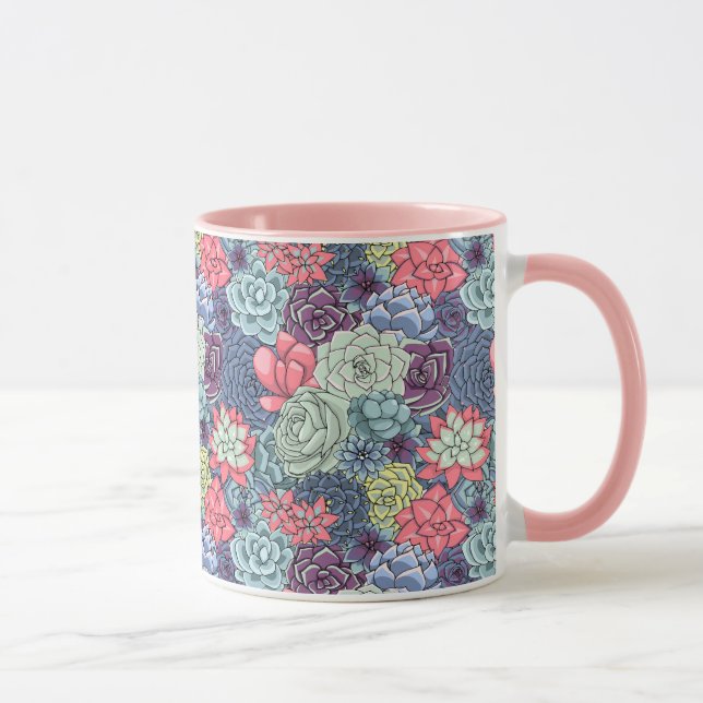 Colourful Succulent Pattern Mug (Right)