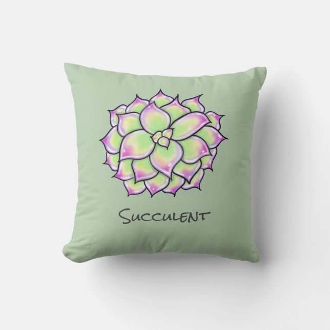 Colourful Succulents, cacti desert floral Blooms Cushion (Front)
