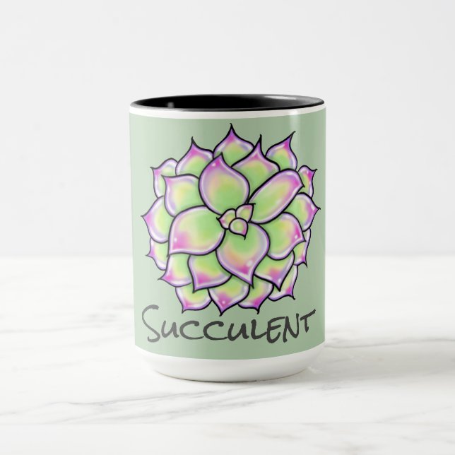 Colourful Succulents, cacti desert floral Blooms Mug (Center)
