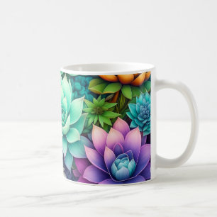 Colourful Succulents Collage Coffee Mug