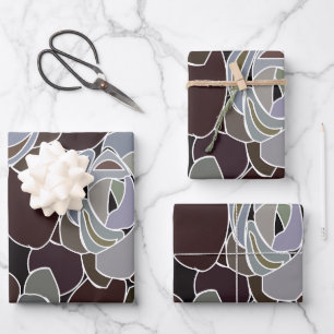 Colourful Succulents Floral Pattern Wrapping Paper Sheet