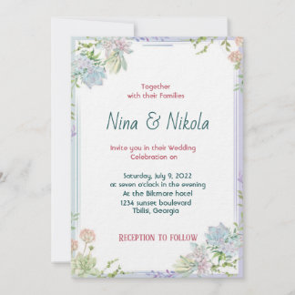 Colourful suculent flowers beautiful invitation