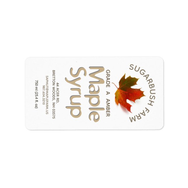 Colourful Sugar Maple Leaf Syrup Label  (Front)