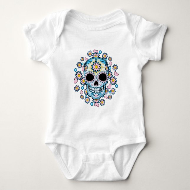 Colourful Sugar Skull Baby Bodysuit (Front)