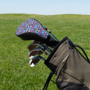 Colourful Sugar Skull Cat Pattern Golf Head Cover