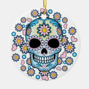 Colourful Sugar Skull Ceramic Tree Decoration