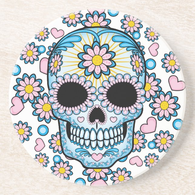 Colourful Sugar Skull Coaster (Front)