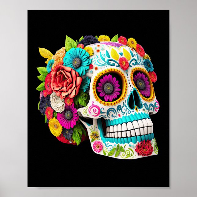 Colourful Sugar Skull Day of the Dead Calaveras Poster (Front)