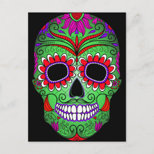 Colourful Sugar Skull Day of the Dead Postcard