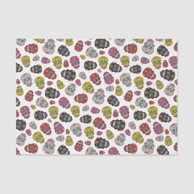 Colourful Sugar Skull Day of the Dead Print Tissue Paper (Front)