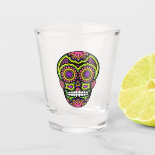 Colourful Sugar Skull Design Shot Glass