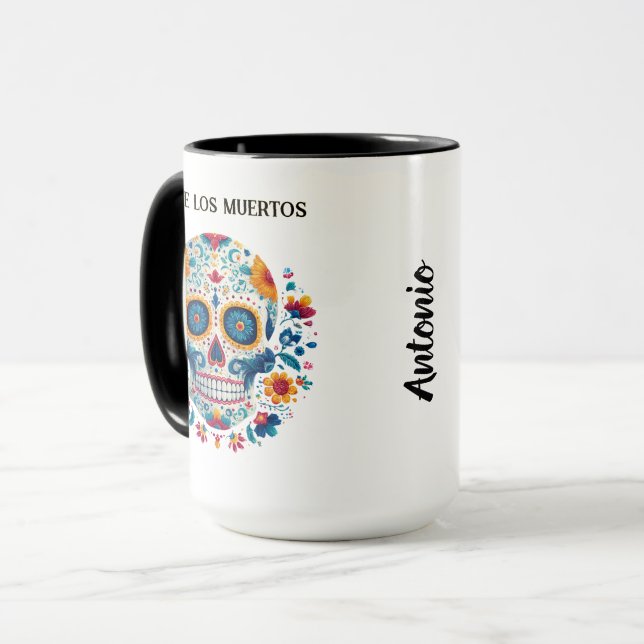 Colourful Sugar Skull Dia de los Muertos Mug (Front Left)