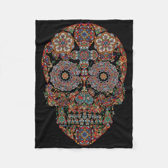 Colourful Sugar Skull Fleece Blanket | Zazzle.co.uk