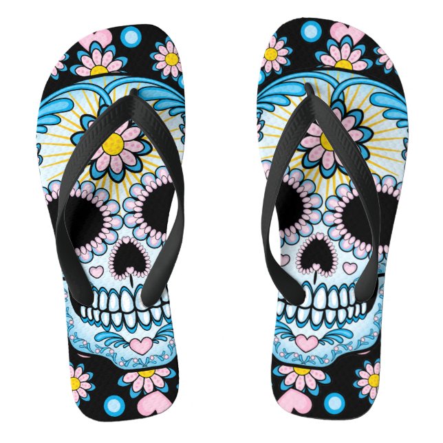 Colourful Sugar Skull Flip Flops (Footbed)