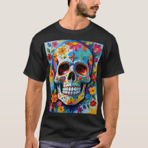 Colourful Sugar Skull Flower Art Shirt
