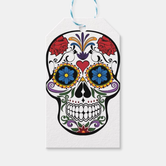 Colourful Sugar Skull Gift Tags (Front)