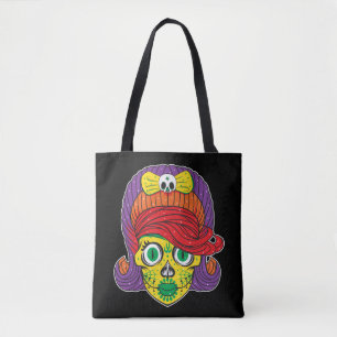 Colourful Sugar Skull Illustration Art Tote Bag