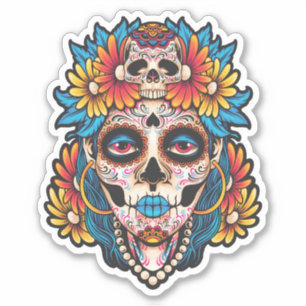 Colourful Sugar Skull Illustration Design