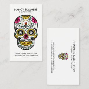 Colourful Sugar Skull Internal Flame Business Card