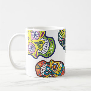 Colourful sugar skull: intricate pattern. coffee mug