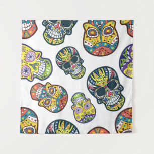 Colourful sugar skull: intricate pattern. tapestry