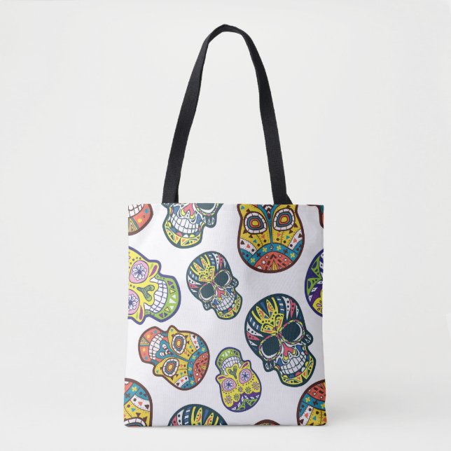 Colourful sugar skull: intricate pattern. tote bag (Front)